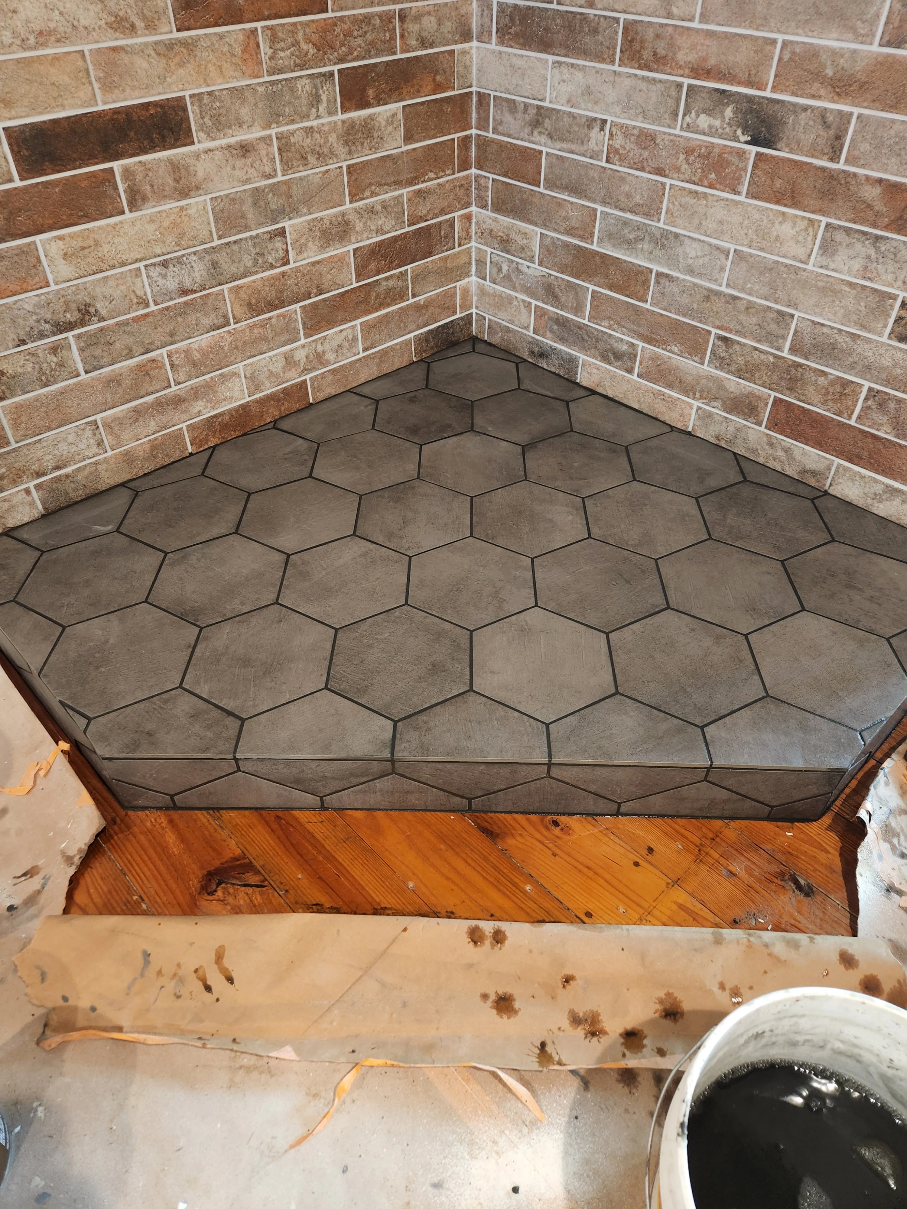 Hex tile floor installation