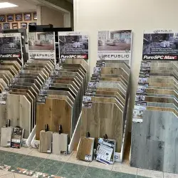 Flooring sample displays in the showroom
